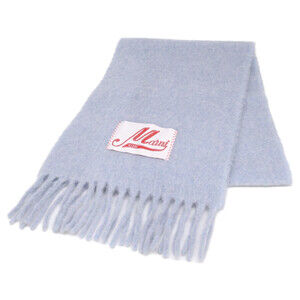 MARNI SCMC0059YOUTW918 Logo Label Alpaca Fringe Stole/Scarf Light Blue Women's